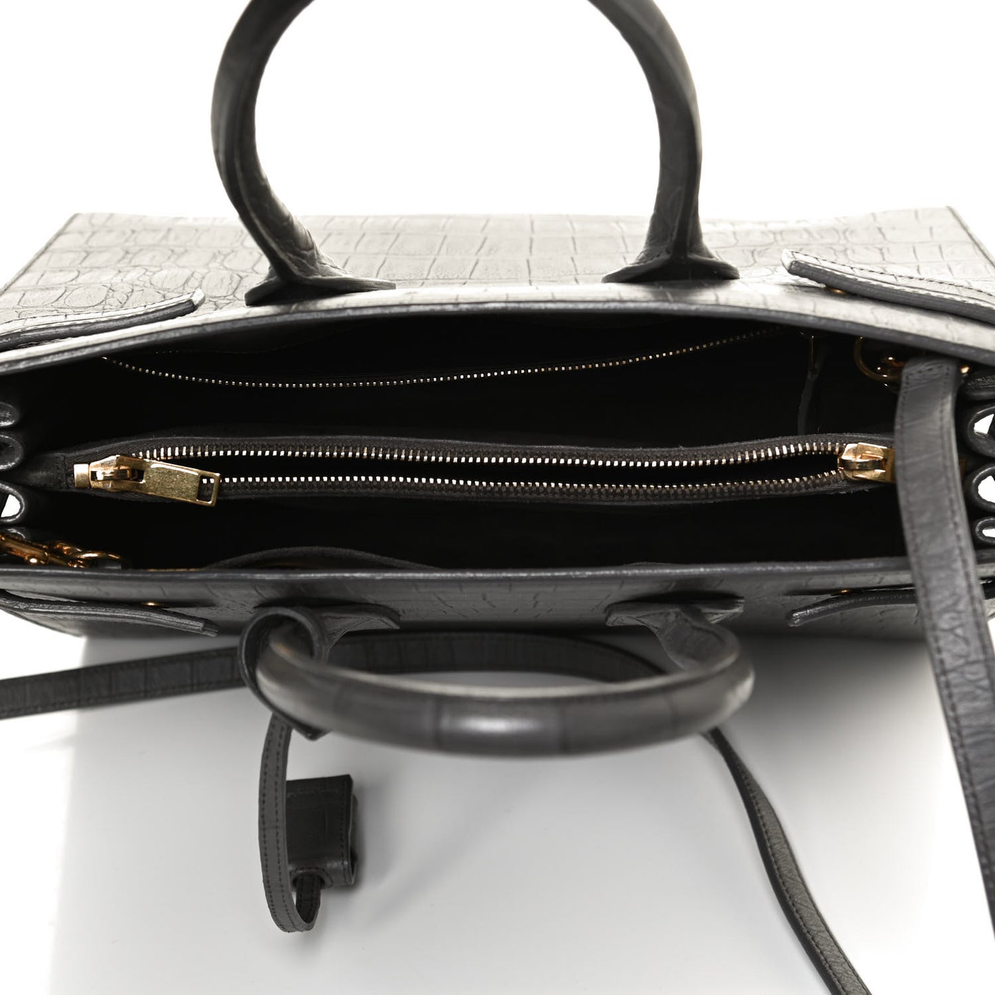 Calfskin Crocodile Embossed Small Sac De Jour Fog