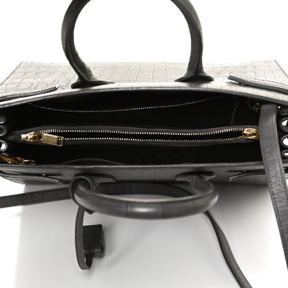 Saint Laurent Calfskin Crocodile Embossed Small Sac De Jour Fog 5 of 12