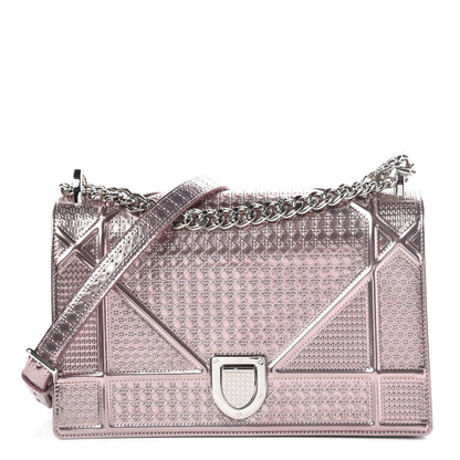 Christian Dior Metallic Patent Micro-Cannage Medium Diorama Flap Bag Pink 1 of 8