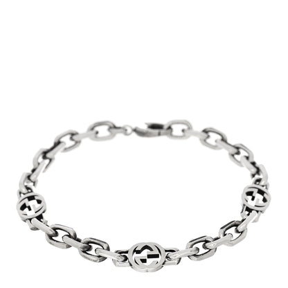 Gucci Sterling Silver Narrow Interlocking G Link Bracelet 1 of 3