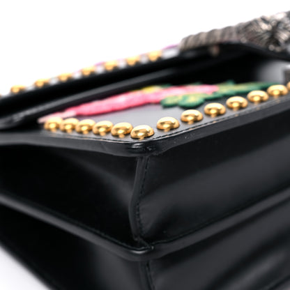 Gucci Calfskin Floral Embroidered Studded Small Dionysus Shoulder Bag Black 8 of 15