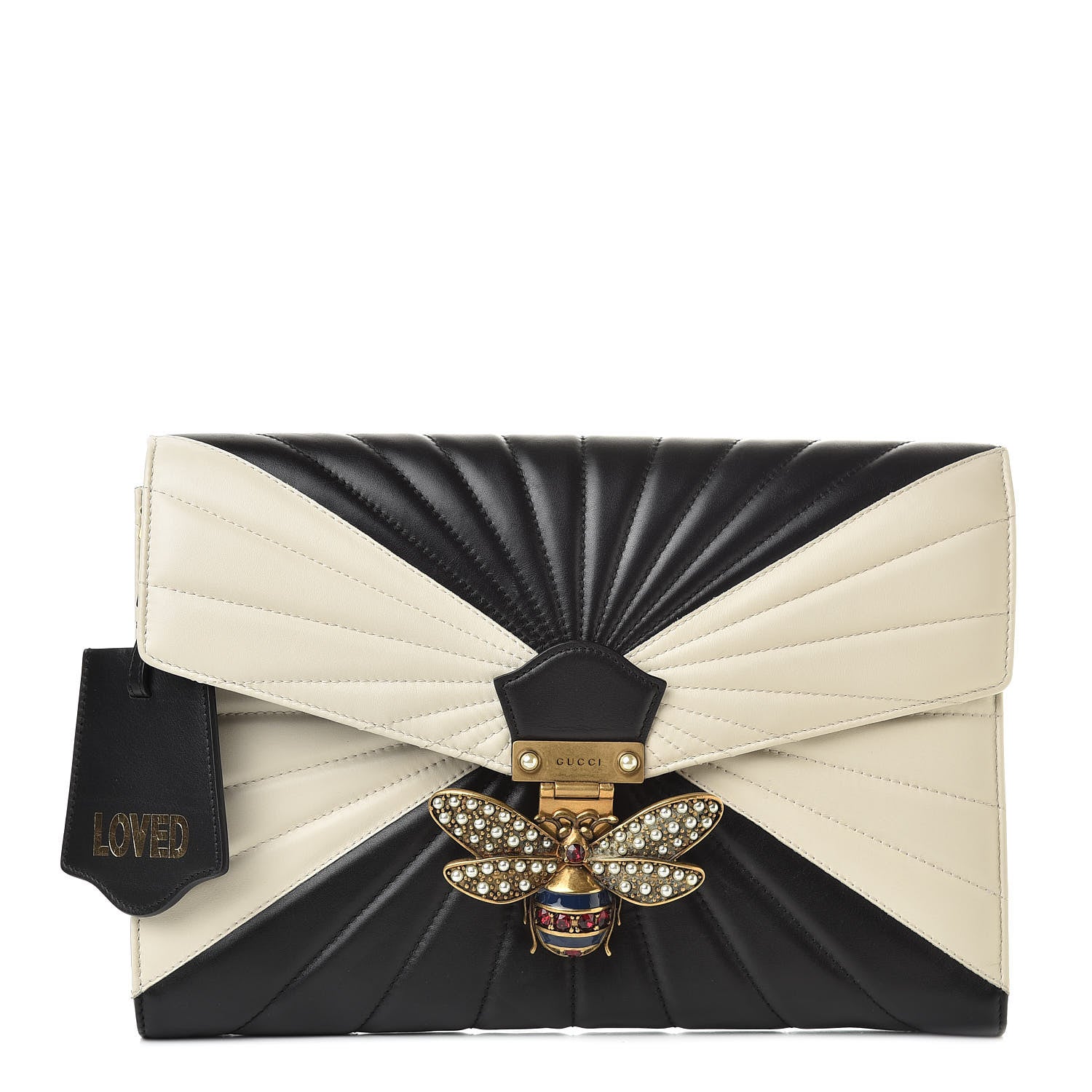 Gucci Calfskin Trapuntata Queen Margaret Clutch Mystic White Black 1 of 9