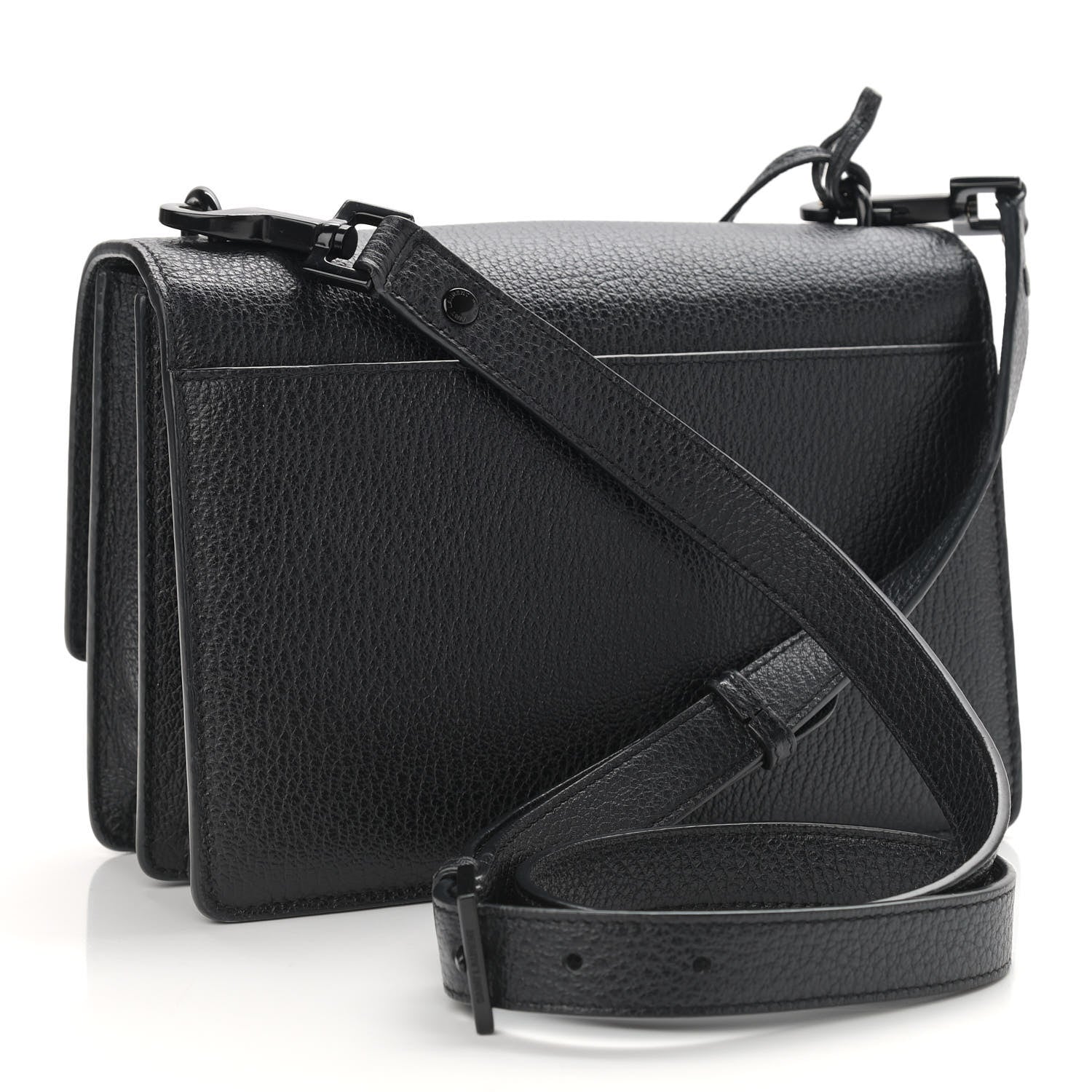 Saint Laurent Grained Calfskin Medium Monogram Sunset Satchel Black 3 of 12