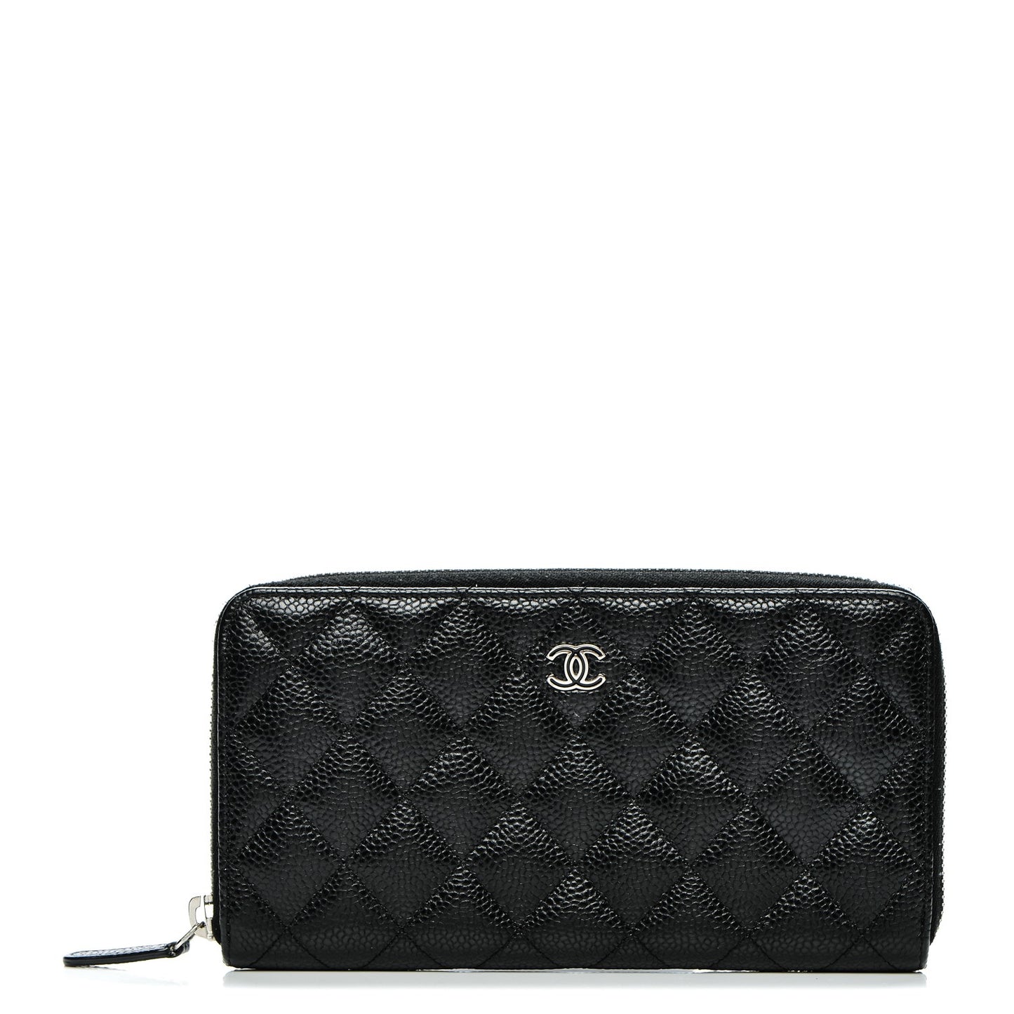 Caviar Quilted Large Gusset Zip Around Wallet Black