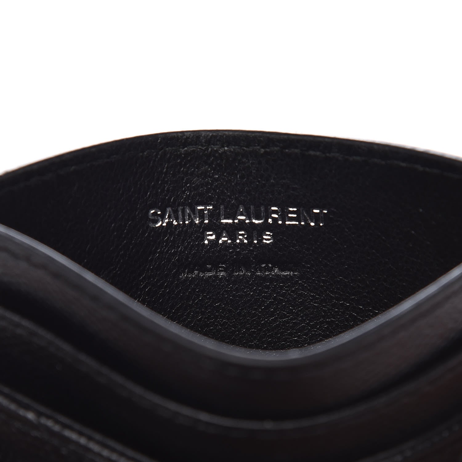 Saint Laurent Grain De Poudre Matelasse Chevron Monogram Credit Card Case Black 6 of 9