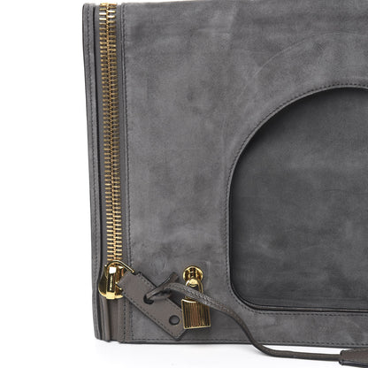 Tom Ford Suede Large Alix Padlock Zip Shoulder Bag Grey 9 of 13