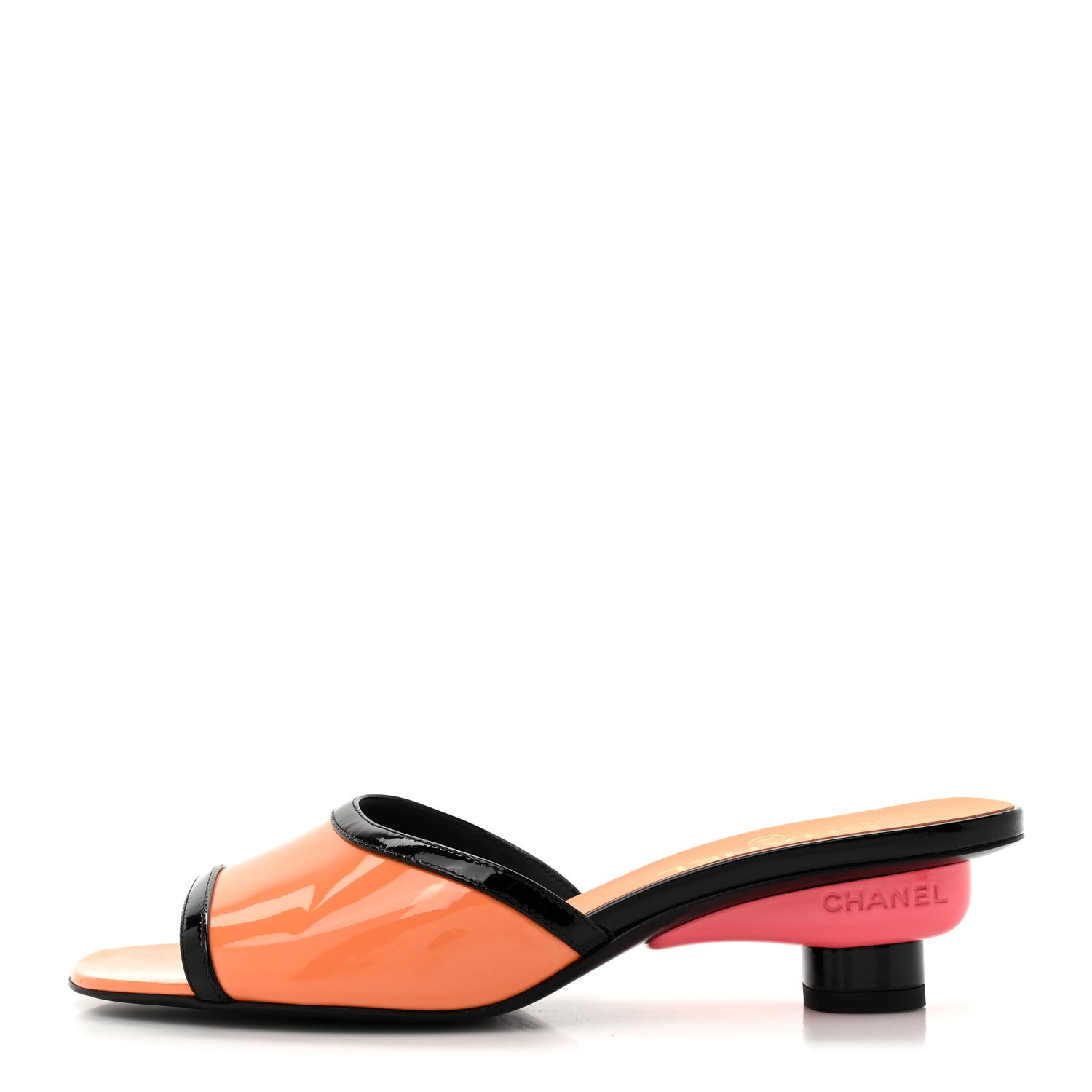 Chanel Patent Calfskin Mules 38 Orange Pink 1 of 10