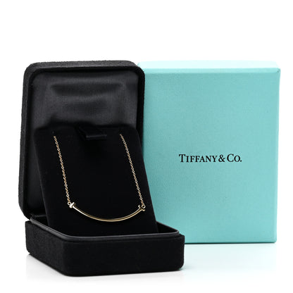 Tiffany 18K Yellow Gold Small T Smile Pendant Necklace 5 of 5