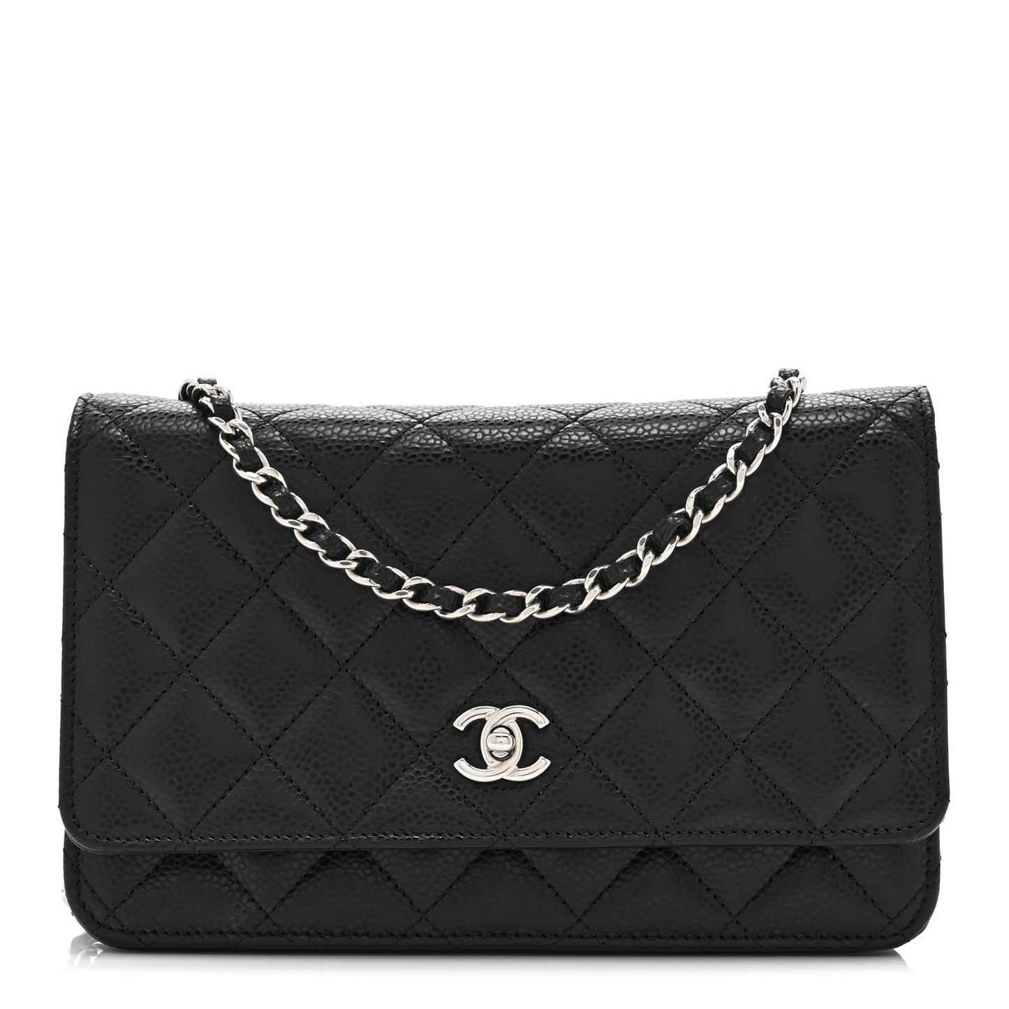 Caviar Quilted CC Turnlock Wallet On Chain WOC Black