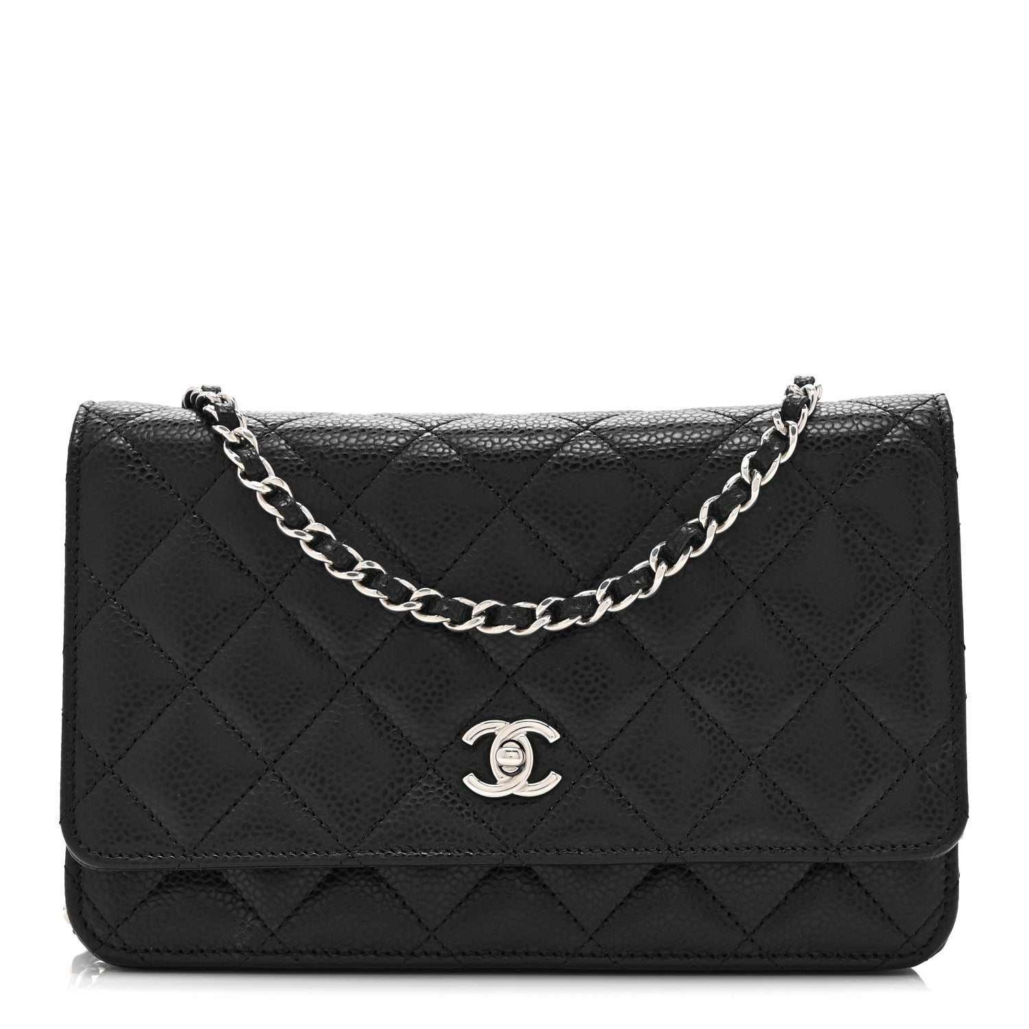 Chanel Caviar Quilted CC Turnlock Wallet On Chain WOC Black 1 of 11