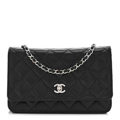 Chanel Caviar Quilted CC Turnlock Wallet On Chain WOC Black 1 of 11