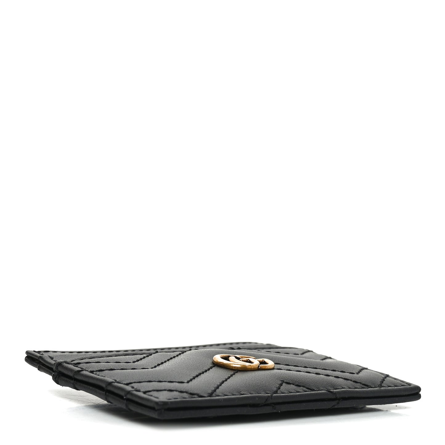Calfskin Matelasse GG Marmont Card Holder Black