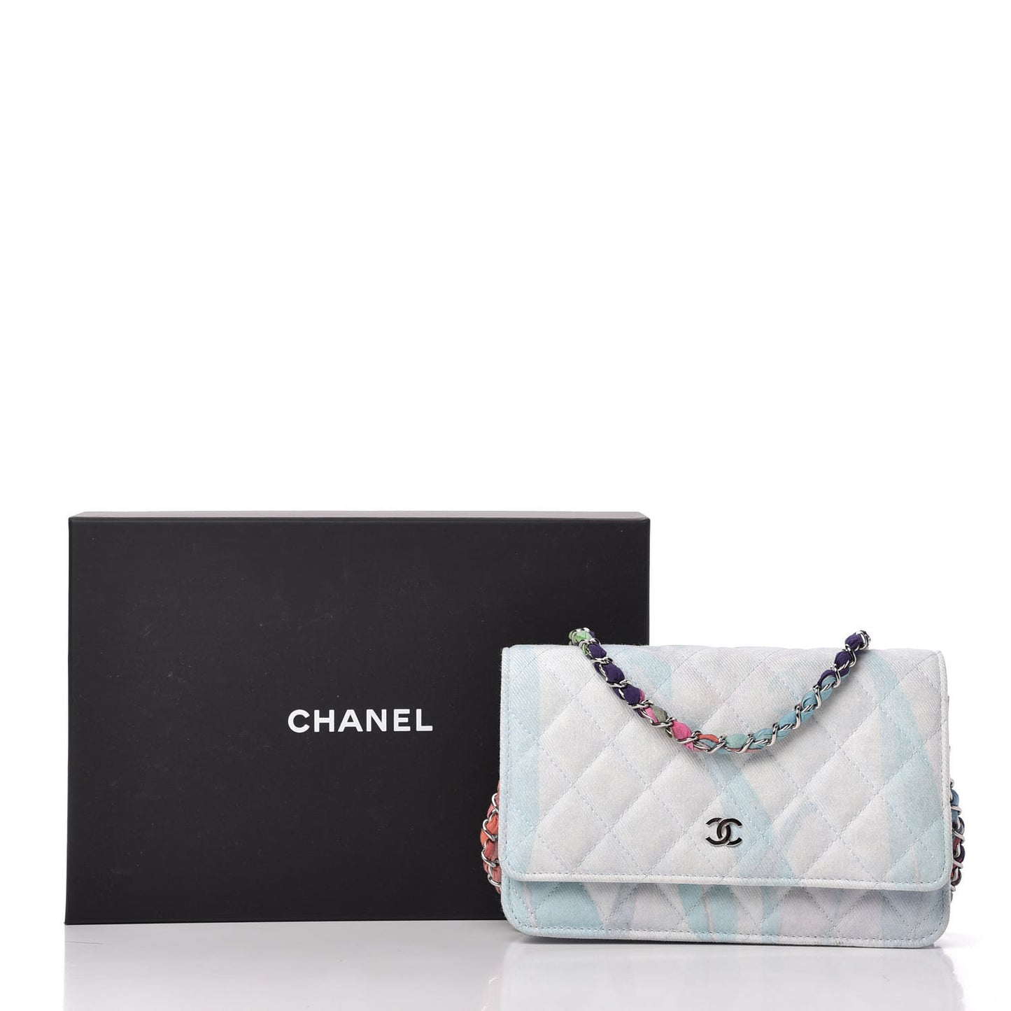 Canvas Quilted Jungle Jeans Wallet on Chain WOC Multicolor