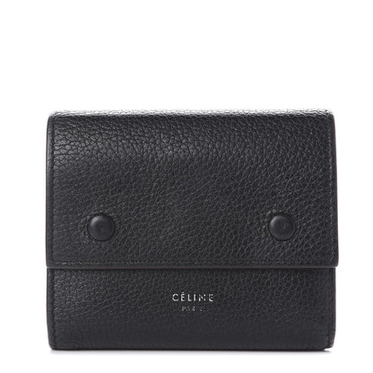 Celine Drummed Calfskin Small Multifunction Folded Wallet Black 1 of 7