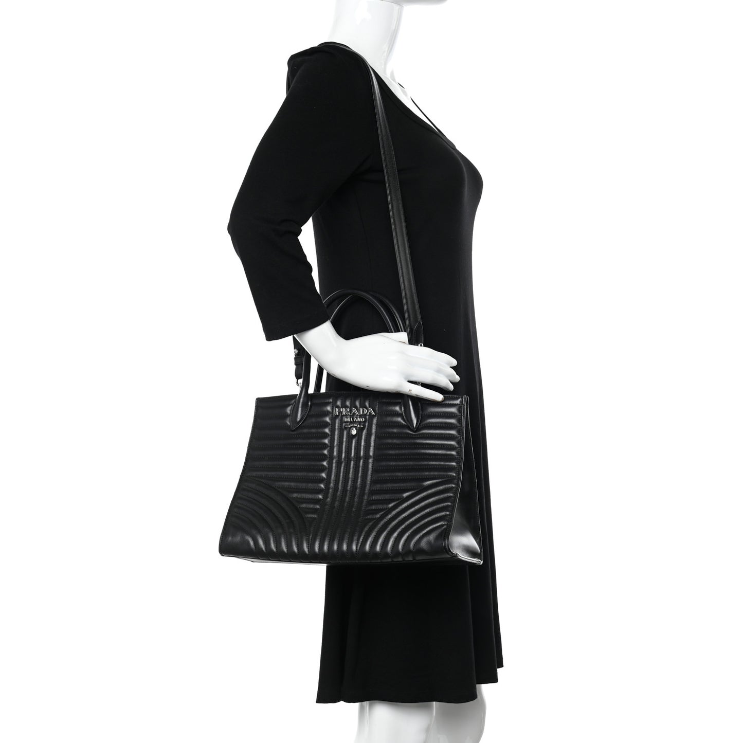 Soft Calfskin Impunture Diagramme Tote Black