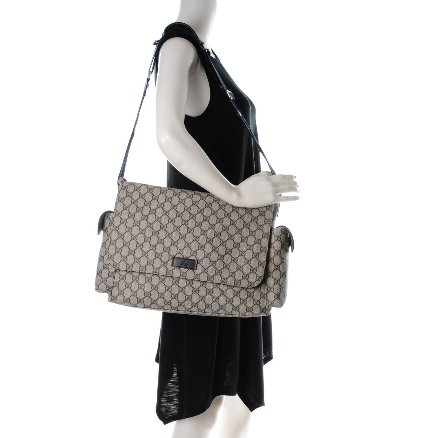 GG Plus Monogram Messenger Diaper Bag Navy