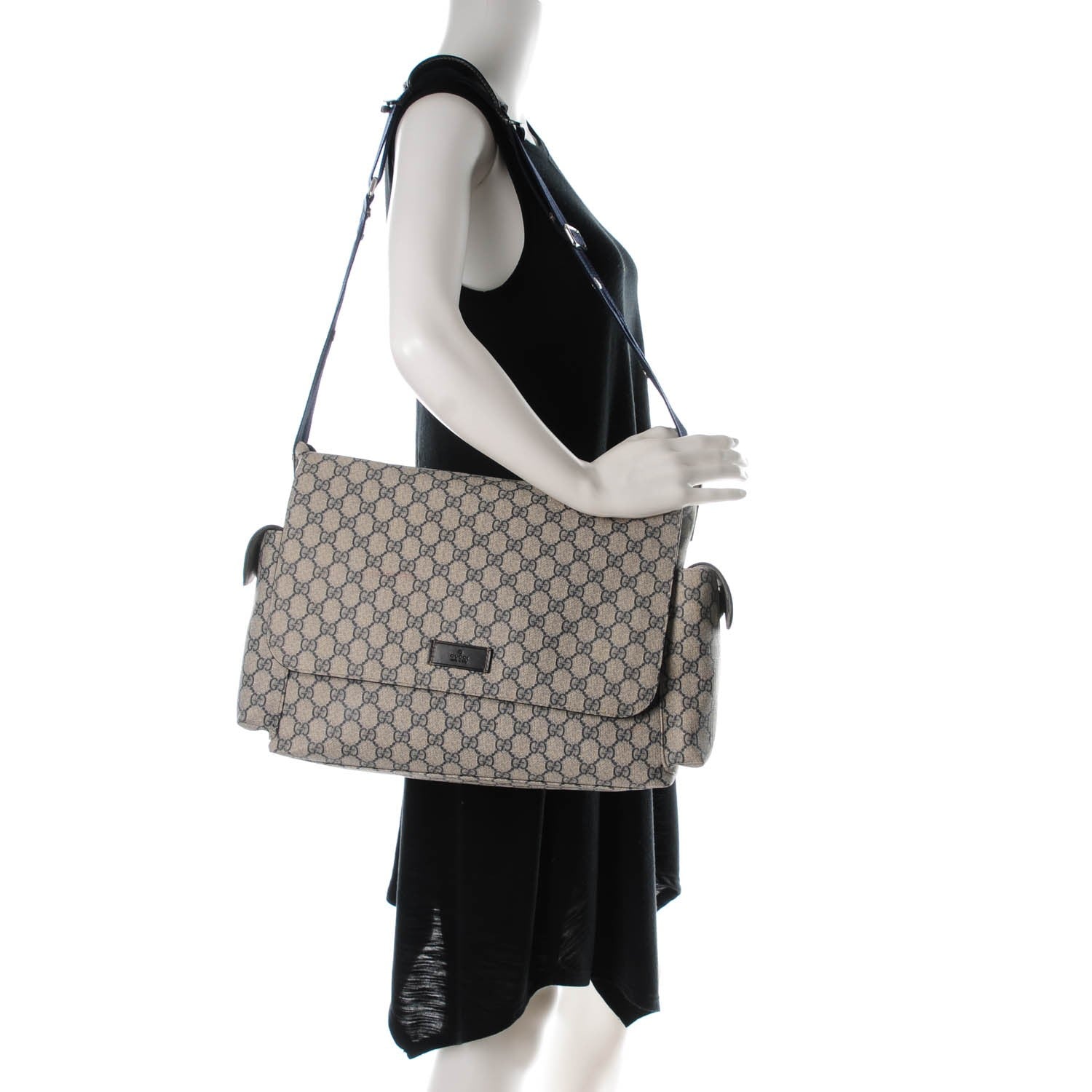 Gucci GG Plus Monogram Messenger Diaper Bag Navy 2 of 8