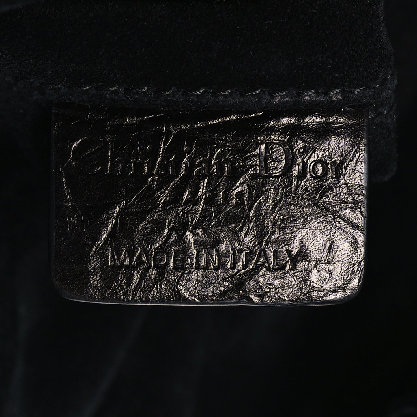 Crinkled Calfskin Cannage Medium Dior Tojours Bag Black