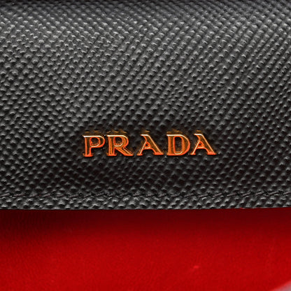 Prada Saffiano Cuir Small Double Bag Black Fuoco 8 of 11