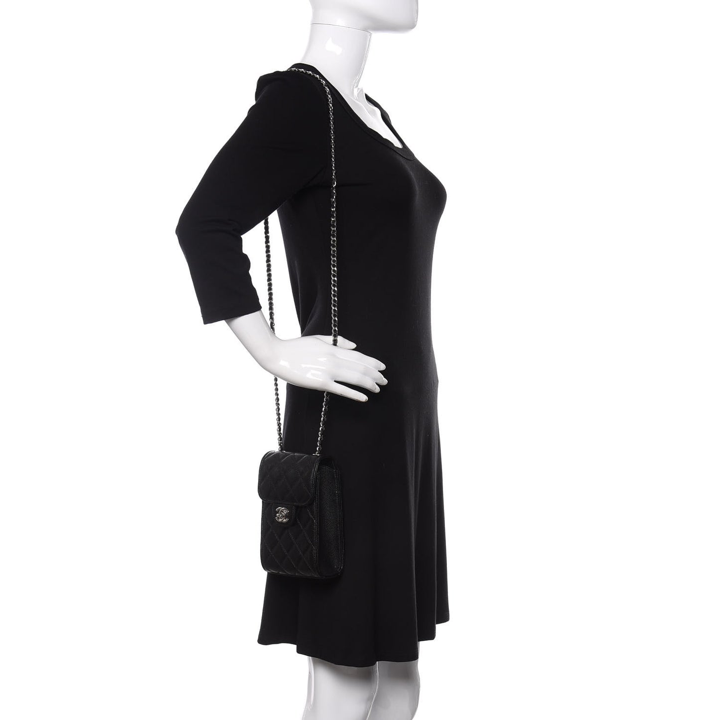 Caviar Quilted Classic Phone Holder Black