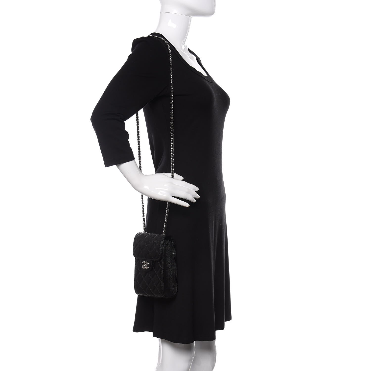 Chanel Caviar Quilted Classic Phone Holder Black 2 of 12
