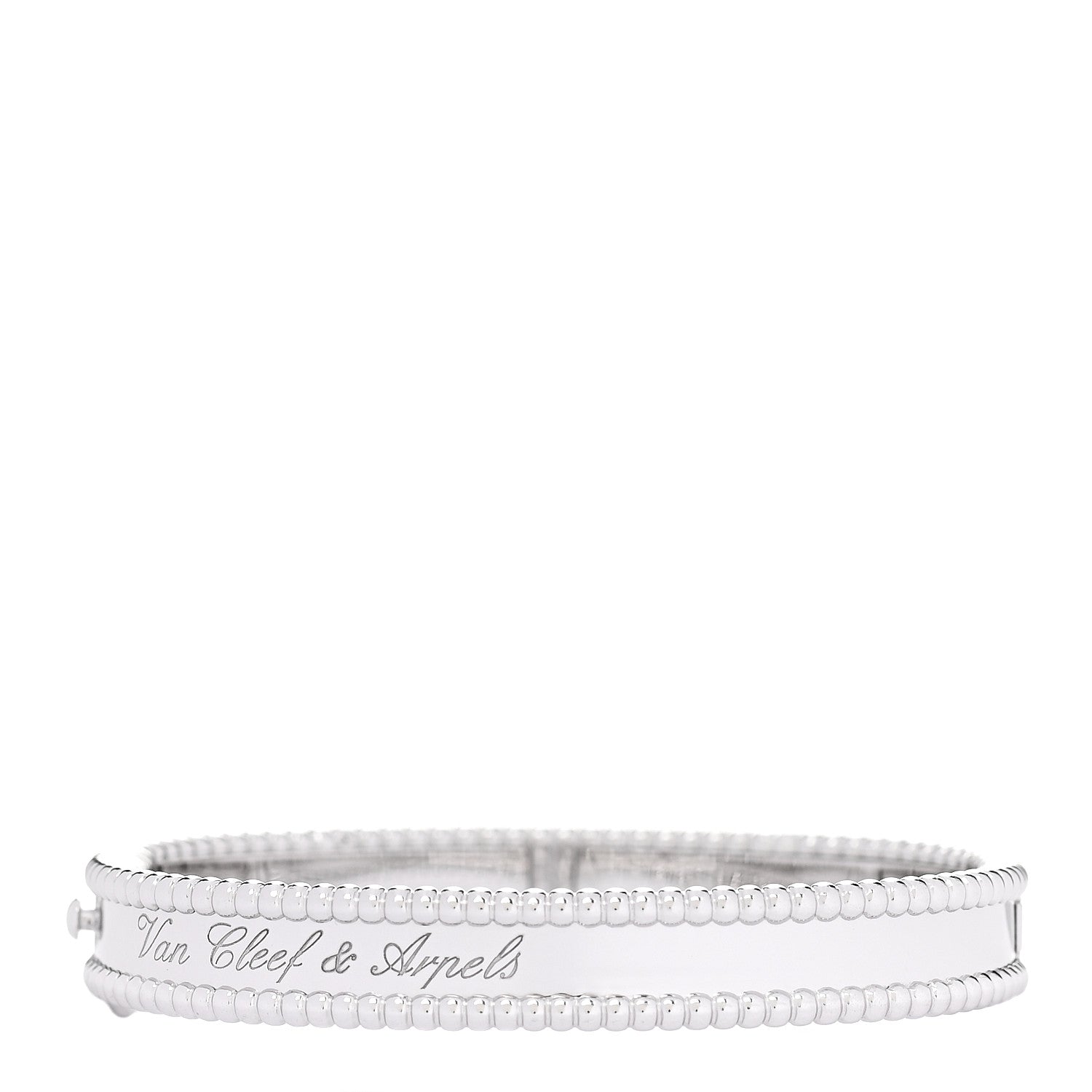 Van Cleef & Arpels 18K White Gold Perlee Signature Bangle Bracelet XS 1 of 5