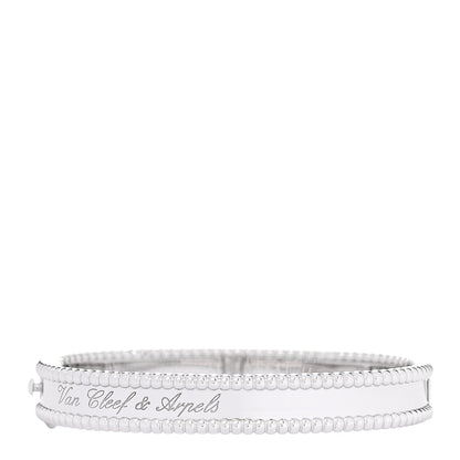 Van Cleef & Arpels 18K White Gold Perlee Signature Bangle Bracelet XS 1 of 5