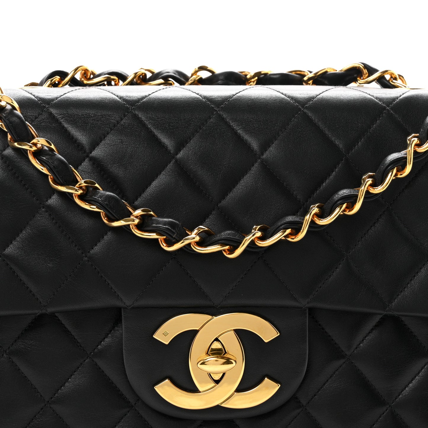 Lambskin Quilted XL Jumbo Single Flap Black