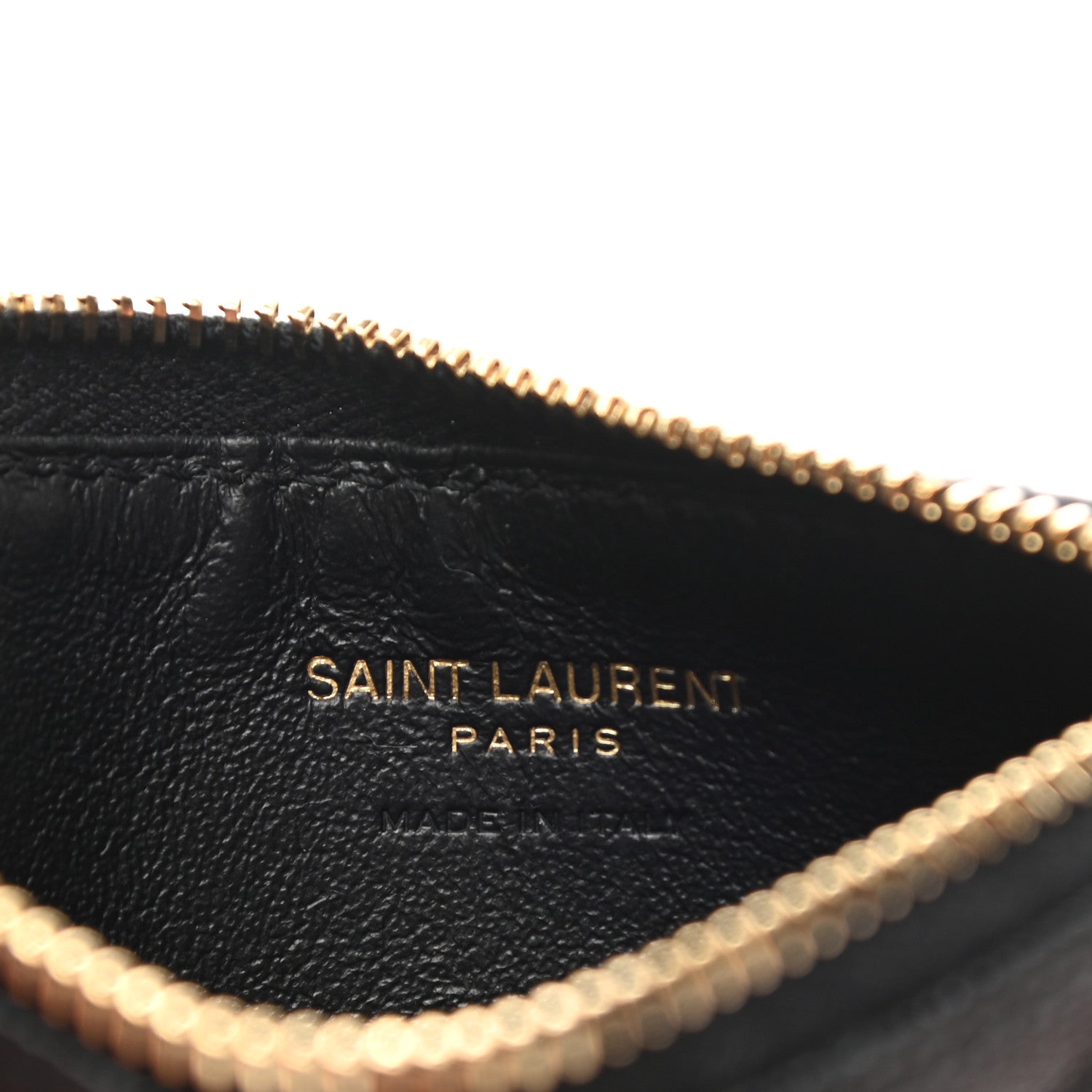 Saint Laurent Grain De Poudre Matelasse Chevron Cassandre Fragments Zippered Card Case Black 6 of 8
