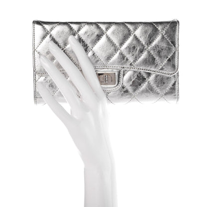 Chanel Metallic Aged Calfskin Quilted 2.55 Reissue Wallet Light Silver 2 of 9