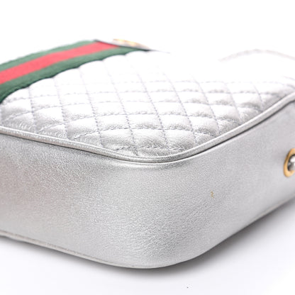 Gucci Laminated Nappa Web Trapuntata Small GG Shoulder Bag Argento 9 of 9