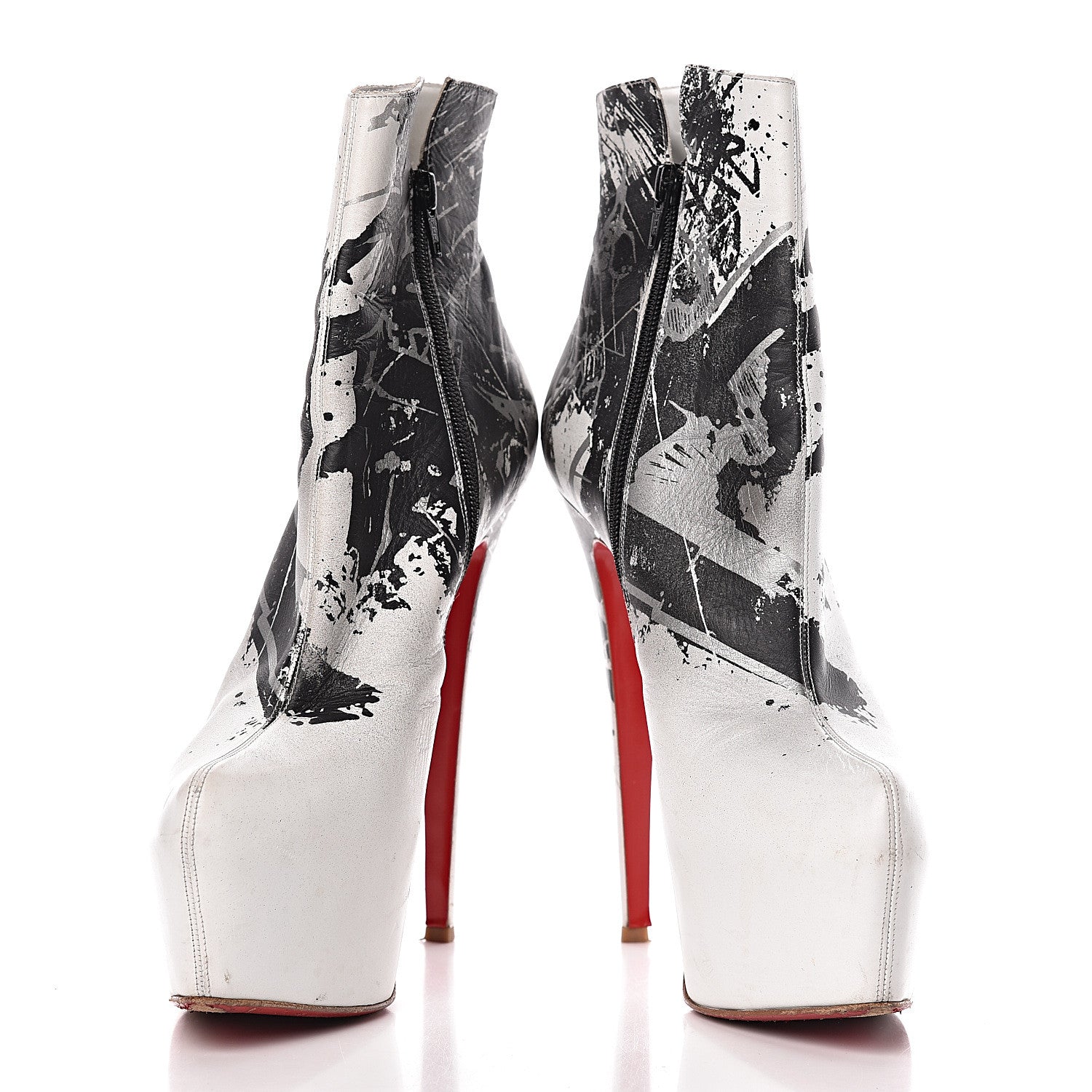 Christian Louboutin Calfskin Daf Booty Tag 160 Ankle Boots 41 White Black 5 of 11