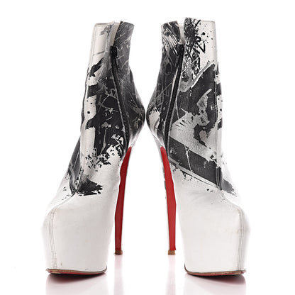 Christian Louboutin Calfskin Daf Booty Tag 160 Ankle Boots 41 White Black 5 of 11