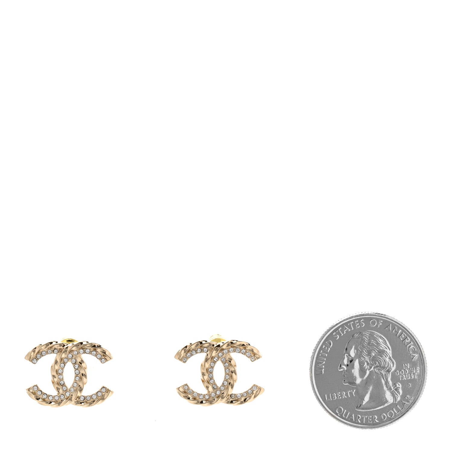 Chanel Crystal CC Earrings Gold 2 of 4