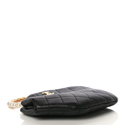 Chanel Lambskin Quilted Pearl Crown Clutch Bag Black 4 of 11