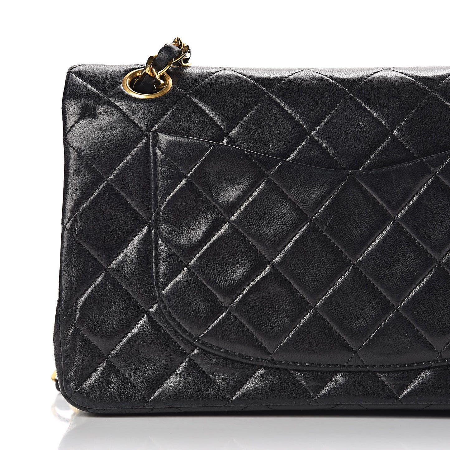 Lambskin Quilted Small Double Flap Black