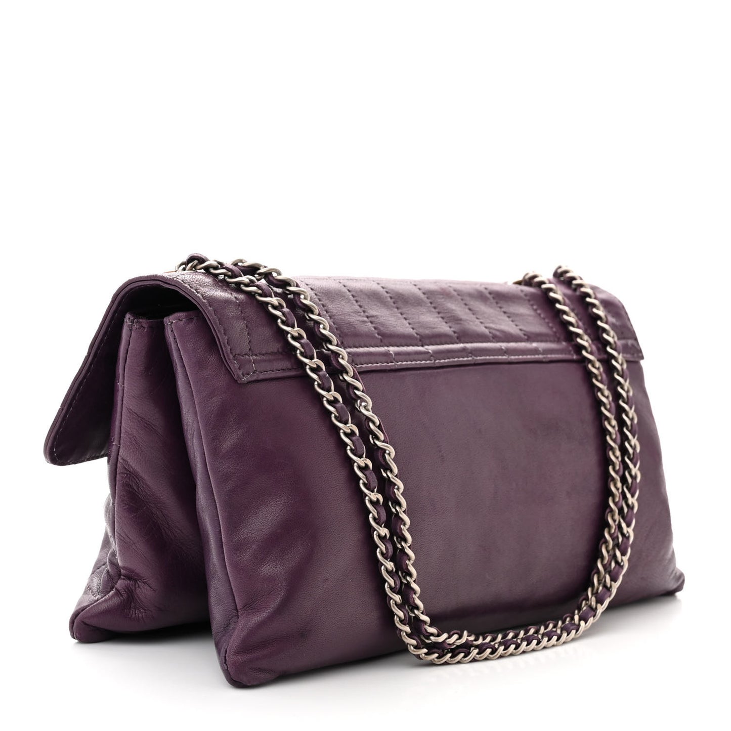 Lambskin Chocolate Bar Mademoiselle Flap Purple
