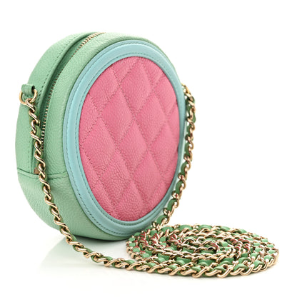 Chanel Caviar Quilted Round Filigree Crossbody Pink Blue Green 3 of 10