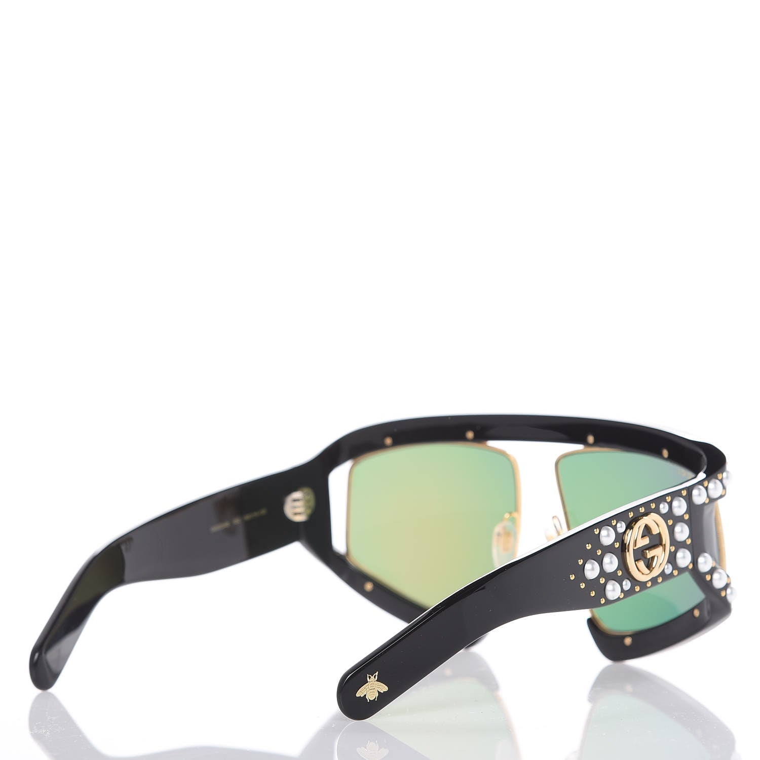 Gucci Acetate Pearl Rectangular Frame Sunglasses GG0234S Black Orange 4 of 6