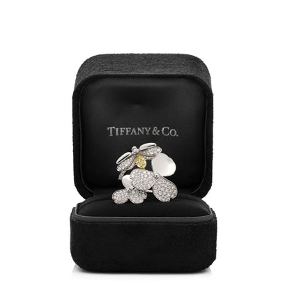 Tiffany Platinum Yellow Diamond Firefly Paper Flowers Cluster Ring 60 9.25 6 of 6