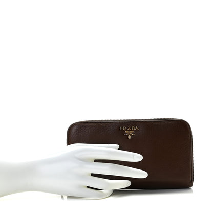 Prada Vitello Daino Zip Around Wallet Cacao 3 of 12