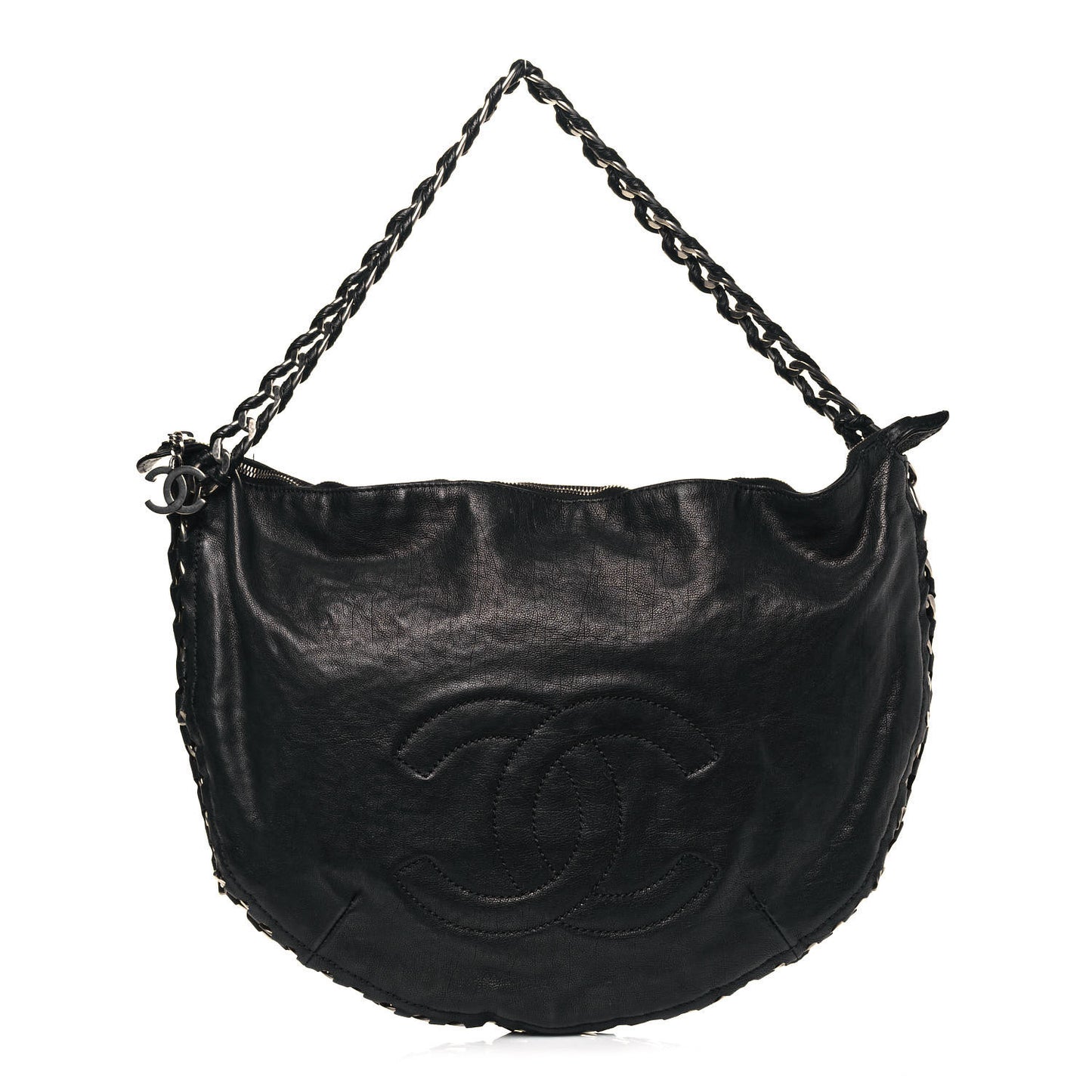 Calfskin Modern Chain Hobo Black