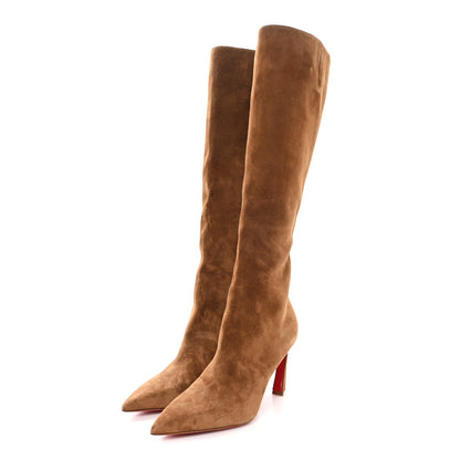 Christian Louboutin Suede Calfskin Condora Botta 85 Knee Boots 37.5 Brown 4 of 8