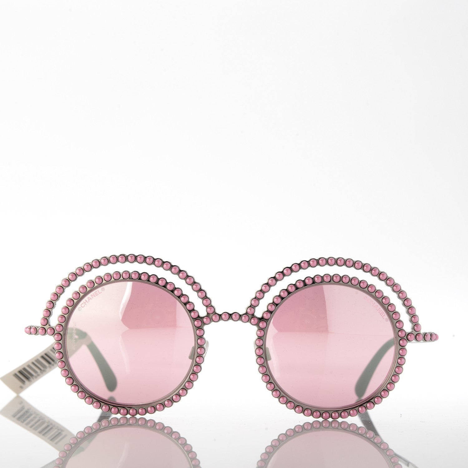 Chanel Pearl Round Sunglasses 71139 Silver Pink 2 of 9