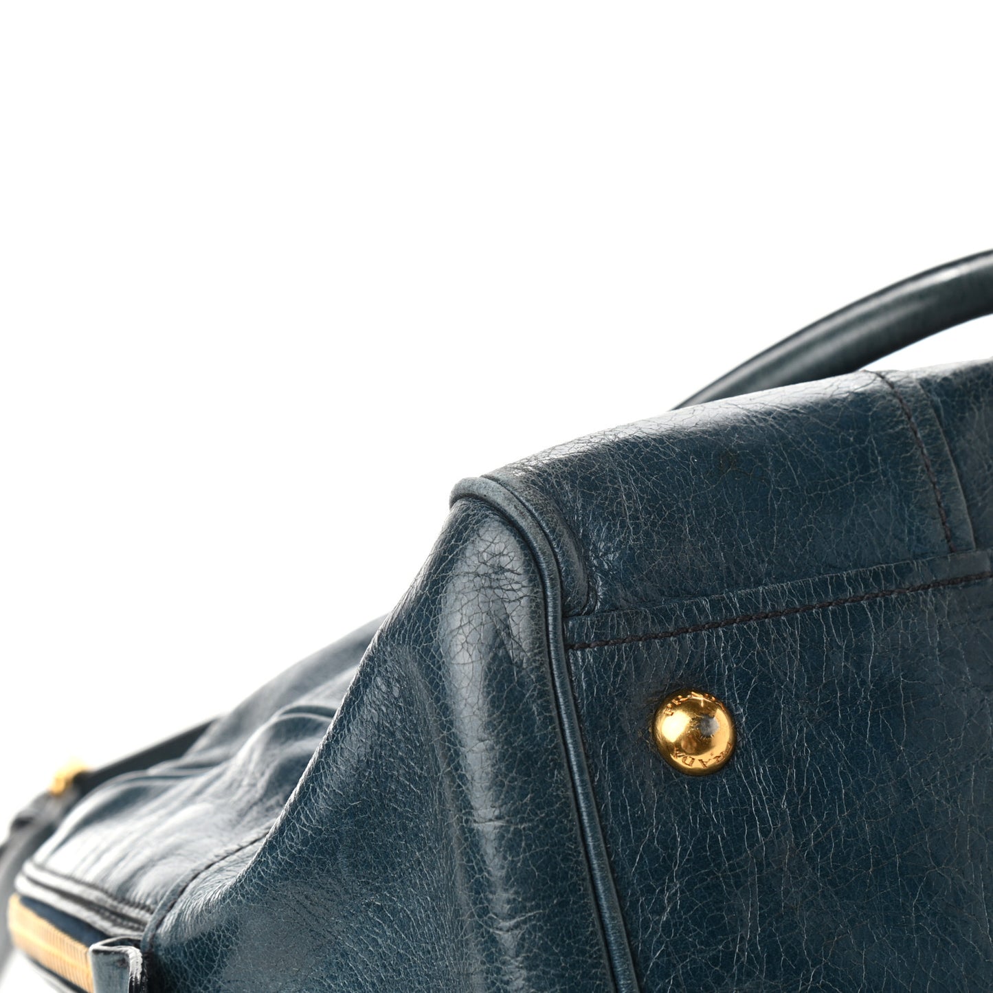 Vitello Shine Shopping Satchel Denim