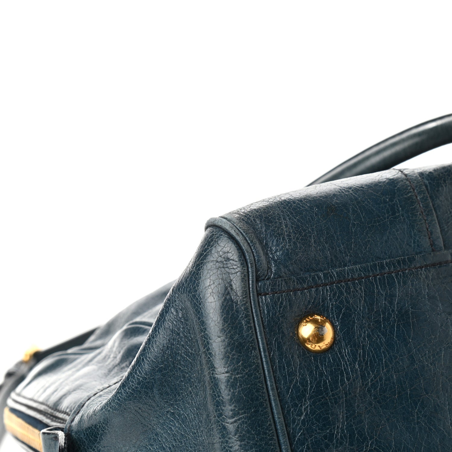 Prada Vitello Shine Shopping Satchel Denim 10 of 12