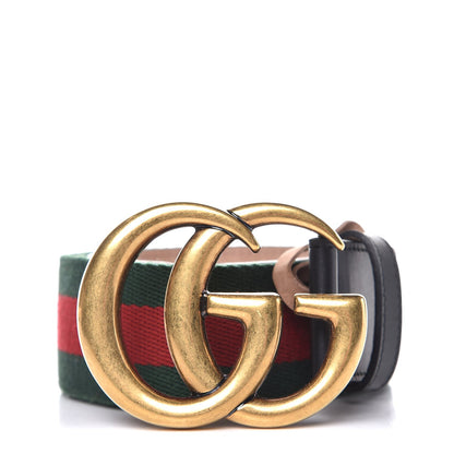 Gucci Nylon Calfskin Double G Web 40mm Belt 75 30 Green Red Black 1 of 6