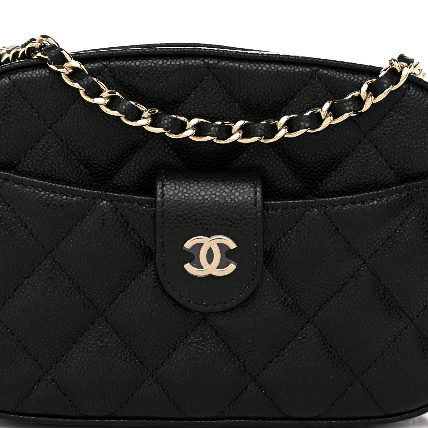 Caviar Quilted Chain Camera Bag Black