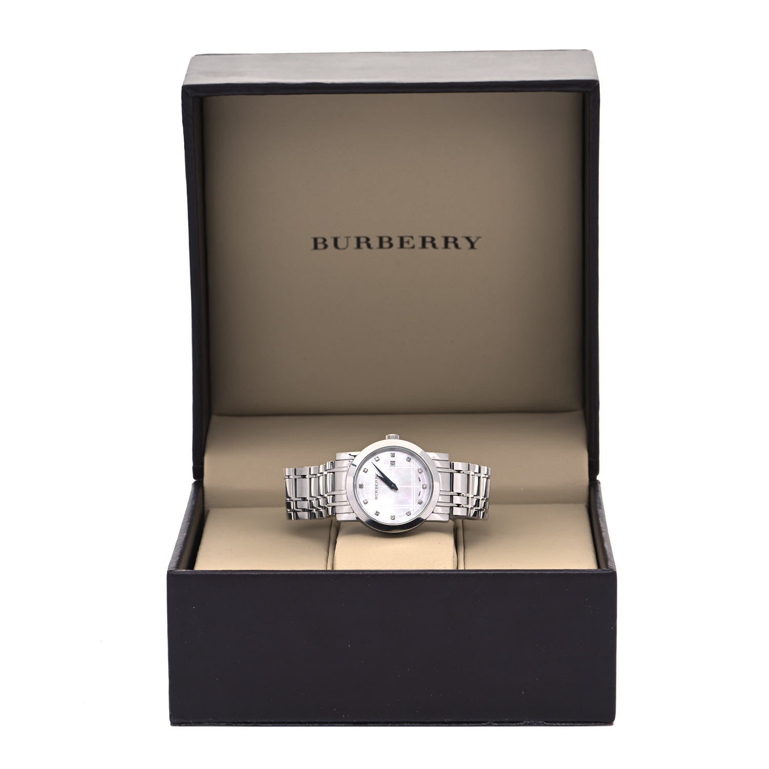 Burberry Stainless Steel Diamond Mother of Pearl 28mm Heritage Quartz Watch BU1370 5 of 5