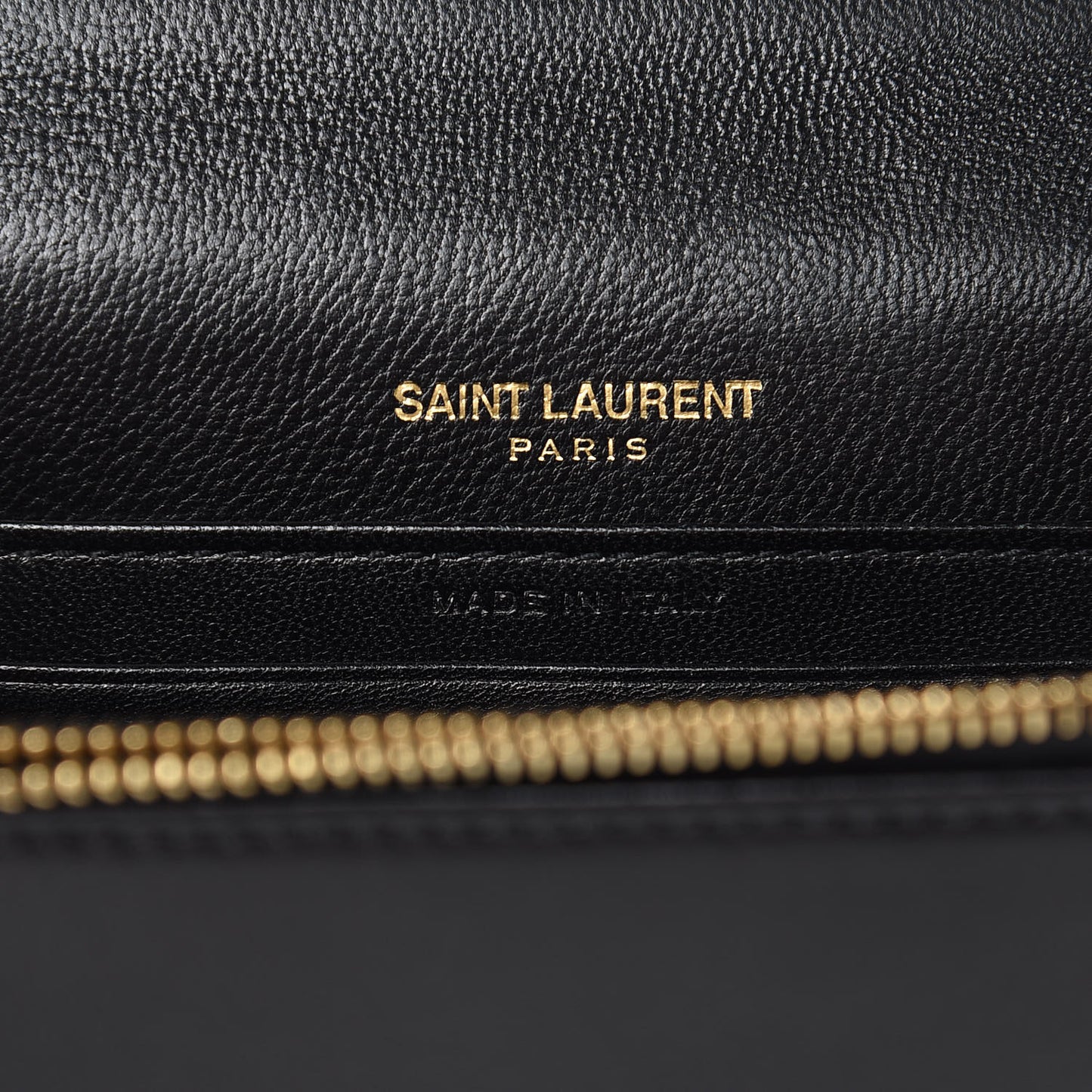Metallic Calfskin Striped Small Monogram Kate Satchel Black Gold